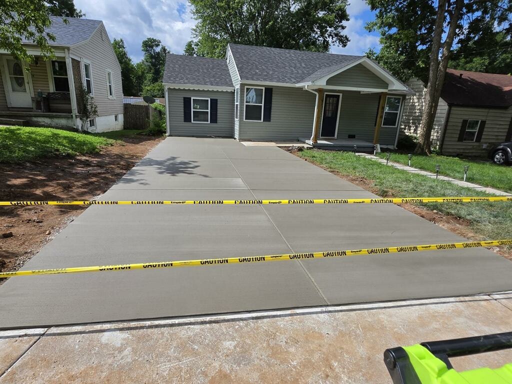 Finished concrete driveway at a residential home